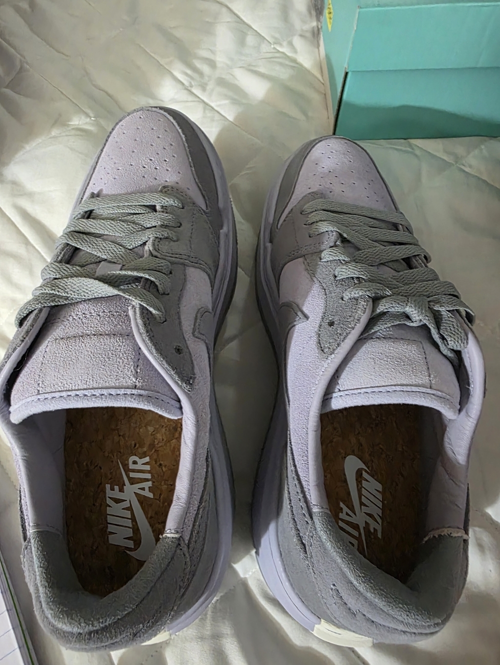 Jordan 1 Low-Top Sneakers in Light Gray and Lavender Size 9w, New.